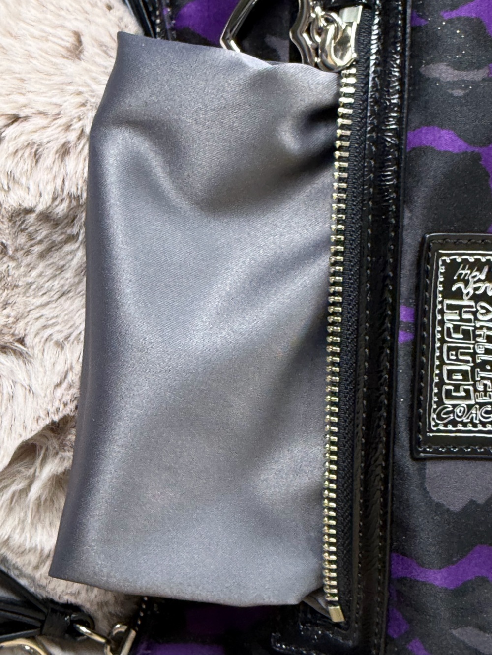 NWOT Coach Poppy Daisy Ocelot Purple Demi hobo bag with original crossbody strap - Picture 13 of 15